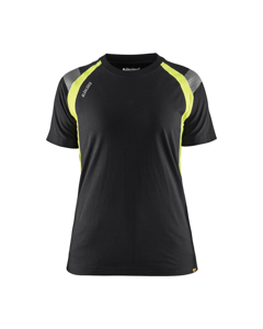 Blåkläder Dames T-Shirt Visible 34021030 | Zwart/High-Vis Geel | Maat 3XL - 7330509707418