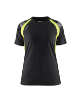 Blåkläder Dames T-Shirt Visible 34021030 | Zwart/High-Vis Geel | Maat XL - 7330509707456