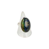 Zilveren Ring Azuriet - Malachiet (Model 1 - Maat 18) - thumbnail