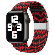 Braided nylon bandje - Zwart / Rood - Geschikt voor Apple Watch 42mm / 44mm / 45mm / 49mm - thumbnail