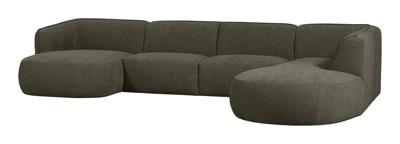 WOOOD Lounge U-bank 'Polly' Rechts, Woven, kleur Warmgroen WOOOD Lounge U-bank 'Polly' Rechts, Woven, kleur Warmgroen