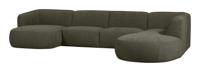 WOOOD Lounge U-bank 'Polly' Rechts, Woven, kleur Warmgroen