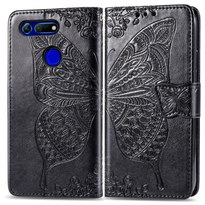 Butterfly Love bloemen reliëf horizontale Flip lederen case voor Huawei V20 met houder & kaartsleuven & portemonnee & Lanyard (zwart)