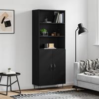 Hoge kast 69,5x34x180 cm bewerkt hout zwart Hoge kast 69,5x34x180 cm bewerkt hout zwart
