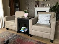 Set van 2 leren fauteuils met houten poten - bruin leer - Echt leer, Landelijk, ontdek de vele Leersoorten en Kleuren bij ShopX