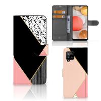 Samsung Galaxy A42 5G | Book Case | Zwart Roze Vormen