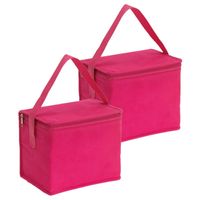 2x stuks kleine koeltassen voor lunch roze 20 x 13 x 17 cm 4.5 liter