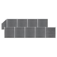 Schuttingset 9 vierkant en 1 schuin 1657x186 cm HKC grijs