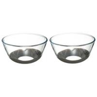 Beslagkom - 2x stuks - 2,2 liter - 23 x 11 cm -glas - antislip - mengkom - saladekom