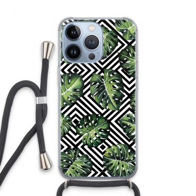 Geometrische jungle: iPhone 13 Pro Transparant Hoesje met koord
