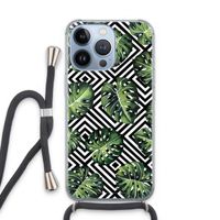 Geometrische jungle: iPhone 13 Pro Transparant Hoesje met koord