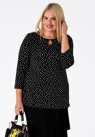 Yoek Shirt relax met opening DOTS | Zwart | Maat M