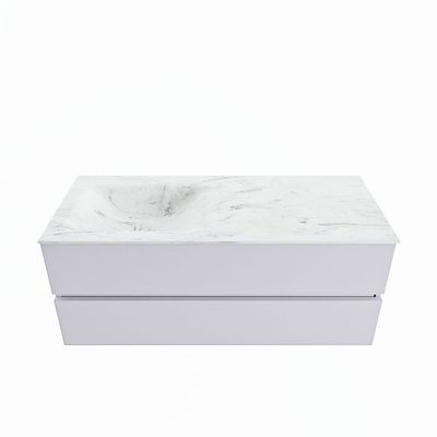 MONDIAZ VICA-DLUX 120cm badmeubel onderkast Cale 2 lades. Inbouw wastafel CLOUD links zonder kraangat, kleur Opalo.