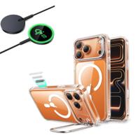 iPhone 17 Pro Max Bundle Classic Hybrid Magnetic Case (Camera Control, Stash Stand) and Magnetic Charging Pad (Qi2) - Clear