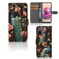 Xiaomi Redmi Note 10S | 10 4G | Poco M5s | Telefoonhoesje | Met pasjeshouder | Pauw met Bloemen