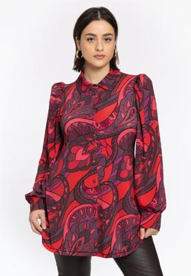 Yoek A-lijn blouse GLORIA | Rood | Maat 50/52