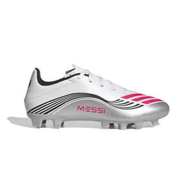 adidas F50 Messi Club Gras / Kunstgras Voetbalschoenen (MG) Wit Zilver Rood