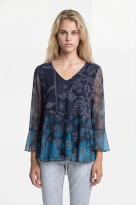 T-shirt met tule en mandala's - BLUE - S