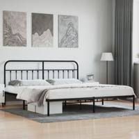 Bedframe met hoofdbord metaal zwart 200x200 cm