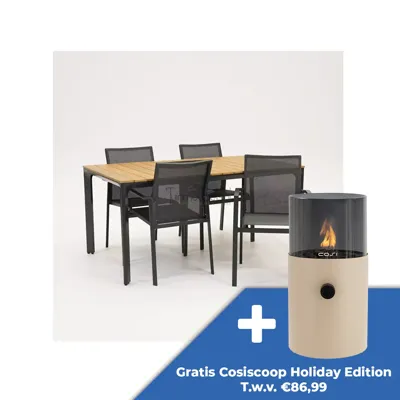 Tuinstoel Delia grijs met Arezzo tafel 160 x 90 cm