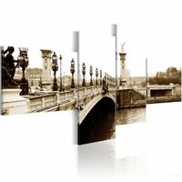 Schilderij - Pont Alexandre-III in Parijs, Sepia,  4luik, wanddecoratie - thumbnail