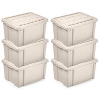 Multi Storage Opslagbox met deksel - 6x - beige - 16 liter - 40 x 30 x 21 cm - kunststof