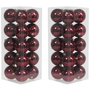 40x Kunststof kerstballen glanzend bordeaux rood 8 cm kerstboom versiering/decoratie   -