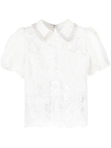 Self-Portrait blouse en dentelle à ornements - Blanc