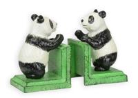 A PAIR OF CAST IRON PANDA BOOKENDS