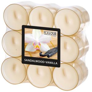 Geur theelichtjes/waxinelichtjes - transparant - 18x - Sandalwood-vanilla aroma - 6 branduren