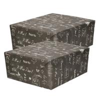 Luxe Kerst inpakpapier - cadeaupapier - antraciet - Kerst krijtbord tekst - 10x rollen - 250 x 70cm Luxe Kerst inpakpapier - cadeaupapier - antraciet - Kerst krijtbord tekst - 10x rollen - 250 x 70cm
