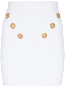 Balmain minijupe 6-Button en maille fine - Blanc