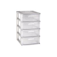 Ladeblok/bureau organizer met 4x lades grijs/transparant L40 x B39 x H65 cm