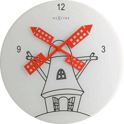 NeXtime klok 8807 Windmil, Ø30 cm, Wall, White/ Black/ Red