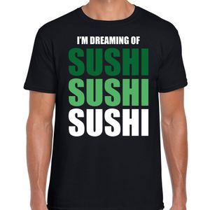 Dreaming of sushi fun t-shirt zwart voor heren