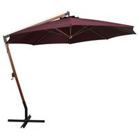 The Living Store Zweefparasol - Bordeauxrood - 350 cm - Waterdicht - UV-bestendig en kleurvast - Massief vurenhouten