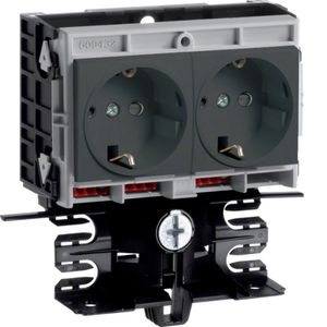 Frame voor outlet, 55mm hoog incl. dubbele contactdoos zwart