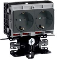 Frame voor outlet, 55mm hoog incl. dubbele contactdoos zwart