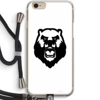Angry Bear (white): iPhone 6 / 6S Transparant Hoesje met koord