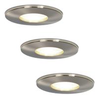 Set van 3 Vegas - LED Inbouwspots - 5 Watt 400 lumen - 4000K Neutraal wit - GU10 - Dimbaar - Rond - IP44 voor badkamer, buiten en binnen - RVS