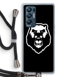 Angry Bear (black): Oppo Find X3 Neo Transparant Hoesje met koord