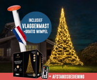 Aluminium vlaggenmast 60mmØ 7 meter + kerstverlichting