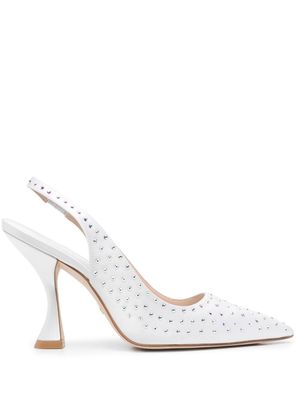 Stuart Weitzman escarpins ornés de cristaux à bride arrière - Blanc