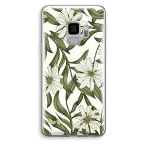 Wit bloemenpatroon: Samsung Galaxy S9 Transparant Hoesje