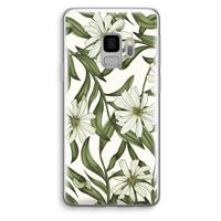 Wit bloemenpatroon: Samsung Galaxy S9 Transparant Hoesje