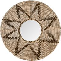 Ronde wandspiegel met ophanghaak - Boho stijl - zeegras - Dia 52cm