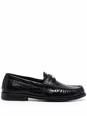 RHUDE mocassins en cuir à effet peau de crocodile - Noir