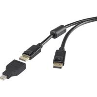 Renkforce DisplayPort-kabel Mini-displayport / DisplayPort Adapterkabel Mini DisplayPort-stekker, DisplayPort-stekker 1.80 m Zwart Vergulde steekcontacten, Met