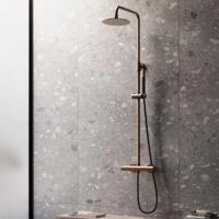 Regendouche set SaniClear Antique Pro | Opbouw | 20 cm | Thermostaatkraan | 2-weg | Rond | Verouderd messing