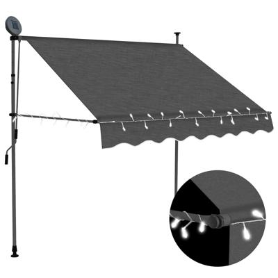 Luifel handmatig uitschuifbaar met LED 150 cm antracietkleurig